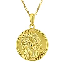 In Season Jewelry 18k Gold Plated Guardian Angel Medal Communion Baptism Pendant Necklace