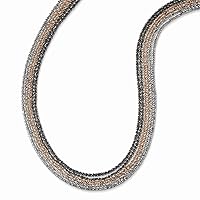 925 Sterling Silver Multi strand Ruthenium plating Fancy Lobster Closure Ruthenium and Pink Plated Necklace With 2inch Ext. 20 Inch Jewelry for Women