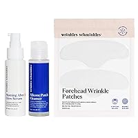 Wrinkles Schminkles 3-Step Forehead Renewal Pack: Silicone Patch Cleanser, Forehead Wrinkle Patches & Morning After Glow Serum