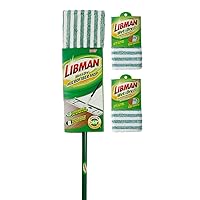 Libman Wet & Dry Microfiber Mop Kit Plus Refills | Dust Mop for Hardwood Floors | Wall Mop | Mops for Floor Cleaning | 3 Total Microfiber Mop Pads Included | 1 Handle & Base,Green/White