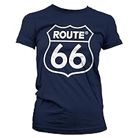 Route 66 Officially Licensed Logo Women T-Shirt (Navy Blue)