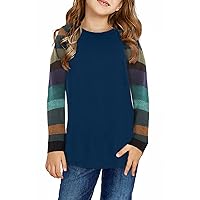 Girls Tops Casual Long Sleeve Shirts Loose Round Neck Tunic Blouse