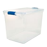 HOMZ 112 Quart Multipurpose Stackable Storage Container Tote Bins with Secure Latching Lids for Home and Office Organization, Clear (2 Pack)