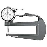 Mitutoyo 7321 Dial Thickness Gage, Flat Anvil, Deep Throat Type, 0-10mm Range, 0.01mm Graduation, +/- 22 micrometer Accuracy