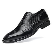 Mens Dress Wingtip Oxfords Classic Lace-up Derby Brogue Leather Shoes Formal Business Shoes