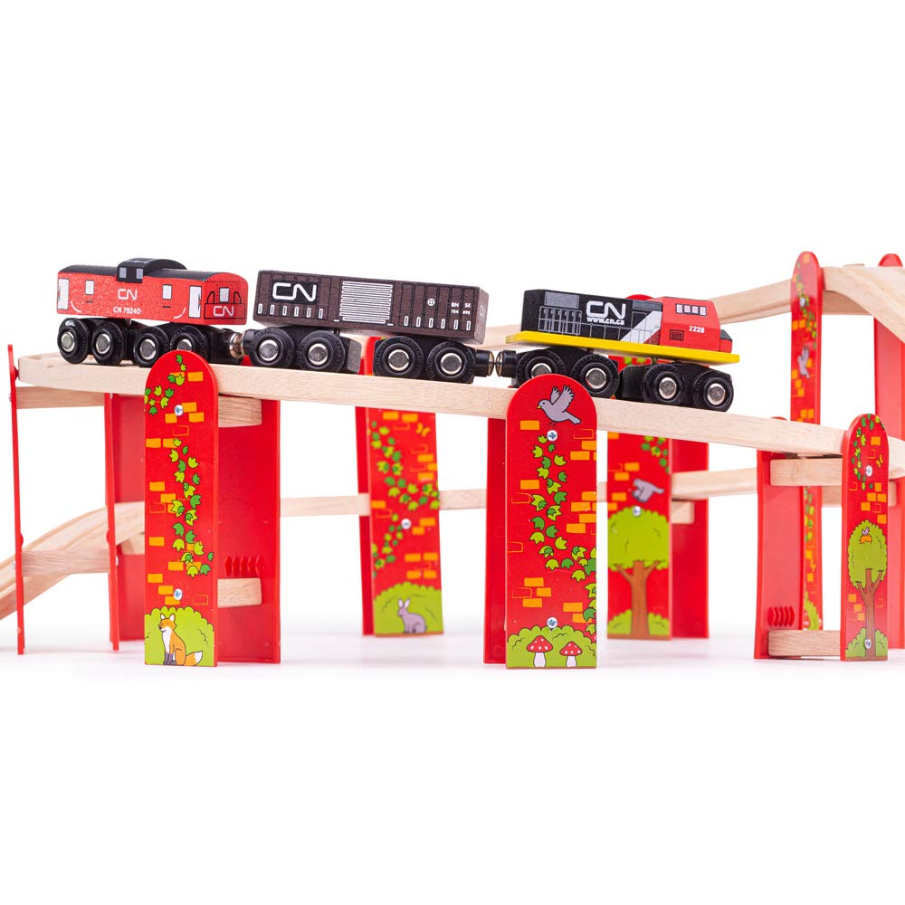 Bigjigs Rail, High Level Train Track Expansion Pack, Wooden Toys, Bigjigs Train Accessories, Wooden Train Track, Train Toys, Wooden Toys for 3 4 5 Year Olds