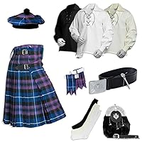 Tartan Kilt Set - 09 Pieces Kilt Accessories for Men, Scottish Outfit
