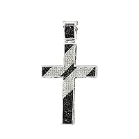 Dazzlingrock Collection 2.00 Carat (ctw) Micro Pave Black & White Diamond Mens Hip Hop Religious Cross Pendant, Sterling Silver