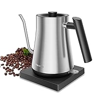 Gooseneck Electric Kettle Fabuletta 1500W Ultra Fast Boiling Water Kettle 100% Stainless Steel for Pour-over Coffee & Tea Leak-Proof Design French Press Boil-Dry Protection 1L (FKT003 Stainless Steel)