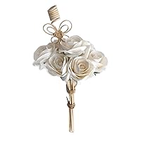 Valentine's Romantic White Rose Mulberry Paper Flower Bouquet with Reed Diffuser for Home Fragrance (Bundle of of 7 Roses) by Plawanature