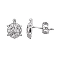 Sterling Silver Micropave Turtle Stud