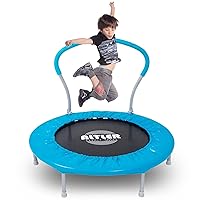 36-Inch Kids Trampoline for Toddlers, Portable Recreational Children with Handle and Safety Padded Cover, Mini Trampoline Indoor or Outdoor Jump Sports, Max Load 220 LBS, Blue