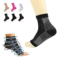 6 Pairs dr Sock Soothers Socks Anti Fatigue, Vita Wear Copper Infused Magnetic Foot Support Compression Sock (6Black White, S/M)