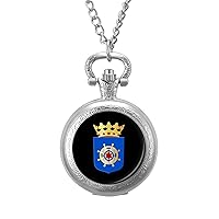 Coat of Arms of Bonaire Classic Quartz Pocket Watch with Chain Arabic Numerals Scale Watch