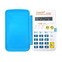 8 Digit Display Flip-Open Cover Calculator Mini Portable Hand-held Pocket Calculator Button Cell Power Blue