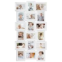 Collage Picture Frames for Wall 18 Photo Collage Frame in 4x6 Inch Elegant Family Picture Frames Collage Wall Decor Display Multiple Photos for Home - Vintage White