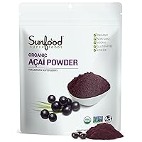 Sunfood Acai Powder | 1 Pack, 4oz Bag | Organic & Unsweetened | 100% Raw Freeze Dried Berries | Natural Antioxidant | Non-GMO, Gluten-Free | Ultra-Clean: No Fillers, Additives, Preservatives