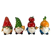 Fruit and Vegetable Garden Gnome Figurine 4 Piece Set 6 Inch