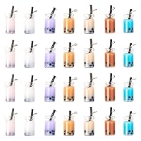 Airssory 200 Pcs Faux Glass Bottle Charms Pendants with Resin Inside Imitation Pearl Milk Bubble Tea for Christmas Earring Bracelet Necklace Bookmark Scrapbooking DIY Crafts - 27x12mm