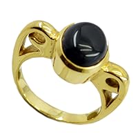 Real Black Onyx Gold Plated Ring Gift Handcrafted Available in Size 5,6,7,8,9,10,11,12