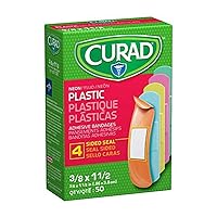 Curad Neon Plastic Adhesive Bandages, Assorted Colors, 3/4