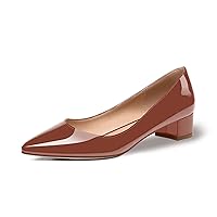 Women's Pointed Toe Low Heel Patent Leather Slip On 3.5CM Block Heel Office Party Dress Shoes
