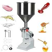 5-50ml Stainless Steel Manual Filler, 10KG Hopper, with Two Filling Nozzle, Anti-drip Design, for Water Oil Liquid Cream Honey Cosmetic