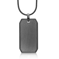 Gem Stone King Personalized Polished and Matte Solid Tungsten Carbide Dog Tag Customized Pendant - Free Engraving - Comes with 24 Inch Chain
