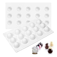 RoseFlower 2pcs Truffle Sphere Silicone Mold, 15-Cavity Silicone Mini Cake Ball Mold, 3D Silicone Baking Mold for Cake Decoration Dessert Mousse Pastry Chocolate Jelly Ice Cream, Round Ball Shape