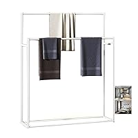 Floor Standing Towel Rack Metal Free Standing Towel Ladder Holder Towel Bar Stand Storage for Bathroom Kitchen Bedroom/White/70X22X100Cm