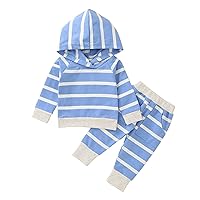 Baby Girls Sweatshirt Hooded Tracksuit Long Sleeve Stripe Pullover Pants Two Piece Sports Clothes Set