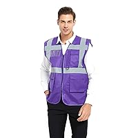 5 Pockets High Visibility Safety Vest with Reflective Strips, Working Uniform Vest