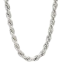 Savlano 925 Sterling Silver 6mm Solid Italian Rope Diamond Cut Twist Link Chain Necklace with Gift Box for Men & Women - Made in Italy