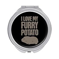 I Love My Furry Potato Guinea Pig Portable Mini Compact Pocket Mirror for Purse Travel Makeup Hand Mirror 2-Sided 1x/2x Gifts