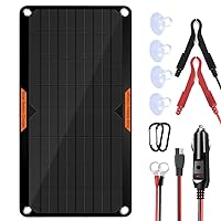 OYMSAE 10W 12V Solar Panel Car Battery Charger Portable Waterproof Power Trickle Battery Charger & Maintainer for Car Boat Automotive RV with Cigarette Lighter Plug & Alligator Clip