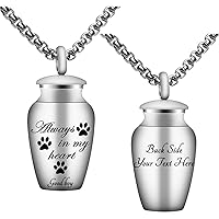 Fanery sue Personalized Cremation Urn Necklace for Human/Pet Ashes, Customized Engraved Text Keepsake Memorial Jewelry for Men/Women