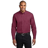 Port Authority Long Sleeve Shirt (S608) Burgundy/Light Stone, 6XL