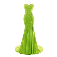 Women Mermaid Pleat Split Side Evening Prom Dresses Lime Green