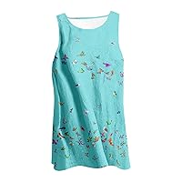 XJYIOEWT Sun Dress Short,Women's Stretch Cotton and Linen Comfortable Casual Beach Dress Flame Butterfly Print Long Dres