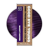 Semi Permanent Purple Hair Dye for Dark Hair (Make It Happen) – UV Protective Temporary Hair Color Lasts 15-24+ Washes – Conditioning Eggplant Purple Hair Dye