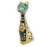 Ceramic Cat Figurine Italian Art Pottery Design Deruta Made in ITALY Tuscan