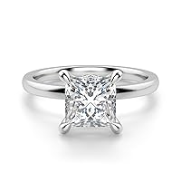 Riya Gems 2 CT Princess Moissanite Engagement Rings 10K 14K 18K Solid Gold Moissanite Diamond Ring 925 Sterling Silver Solitaire Engagement Ring Wedding Ring Women