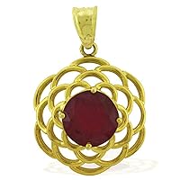 Carillon Ruby Gf Natural Gemstone Round Shape Pendant 925 Sterling Silver Wedding Jewelry | Yellow Gold Plated