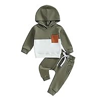 Toddler Baby Boy Clothes Set Long Sleeve Checkerboard Patchwork Hooded Tops Pants Cute Infant Newborn Fall Outfit