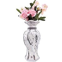 Modern Decorative Vase,Silver Flower Vase for Home Decor with Rhinestone,30 cm Luxury Ceramic Vase for Centerpiece,Living Room,Bedroom,Large Flower Vase