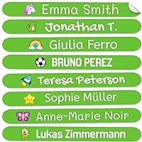 Haberdashery Online - 50 Personalized Mini Adhesive Labels for Marking Objects, Pens, Pencils, Waterproof, 1,81 x 0,23 in - Custom Name Tags, Basic Green