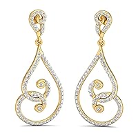 VVS Twisted Drop Style Diamond Earrings 1.46 Ctw Natural Diamond With 14K White/Yellow/Rose Gold Earrings With VVS Certificate