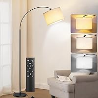 Arc Floor Lamps for Living Room,Modern Standing Lamp with Remote Control,Tall Lamp with Stepless Dimmable,5 Color temperatures,Over Couch Arched Reading Light for Bedroom,Office(Bulb Included)