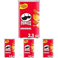 Pringles Potato Crisps Chips, Lunch Snacks, Office and Kids Snacks, Grab N' Go, Original, 2.3oz Can (1 Can) (Pack of 4)