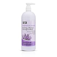 Healing Therapy Massage Lotion - Professional Pedicure, Body and Hot Oil Manicure, Infused with Natural Oils, Vitamins, Panthenol and Amino Acids (Lavender, 32 Ounce)